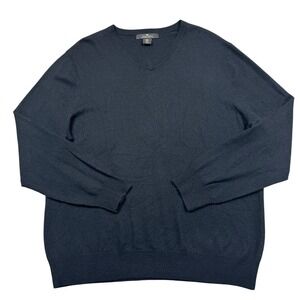 Daniel Bishop Men's Merino Wool V-Neck Sweater Pullover Size XL Black Extra Fine